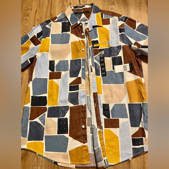 NWT Sean John Multicolor Geometric Button-Down 100% cotton, 2XL - Picture 3 of 13
